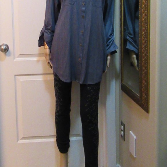 Ladies Long Sleeve Blouse - Blue Jean look SIZE 2X - Picture 9 of 9